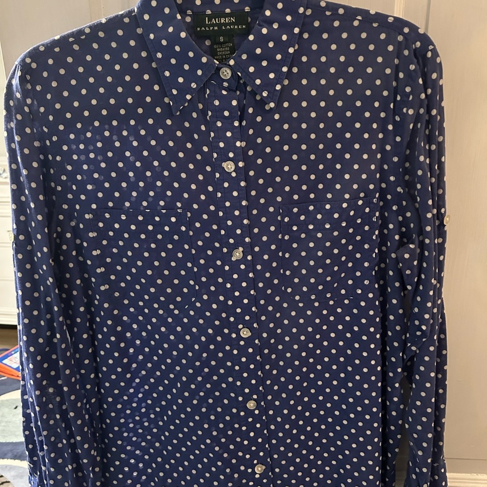 Ralph Lauren Men's Navy Polka Dot Shirt